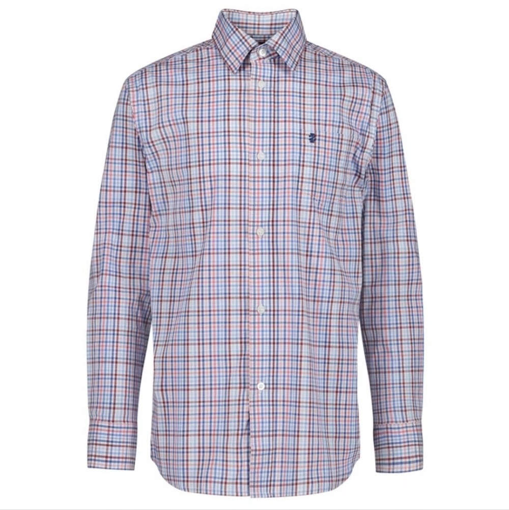 Izod Boys Izod L/S Multicolor Plaid Button-Down Poplin Shirt Size Med/10-12 New